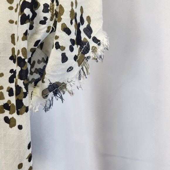 Womens For The Republic Abstract Jungle Dot Rayon Button-Front Shirt - Picture 9 of 12